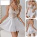 Indumenti da notte da donna Abito da notte sexy in raso di pizzo con scollo a V, camicia da notte da donna_voghion.com