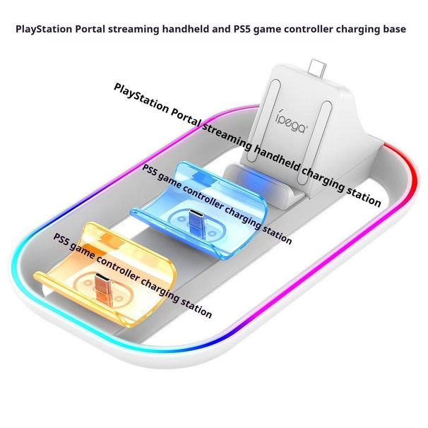 Töltő dokkoló PlayStation Portalhoz és PS5 kontrollerhez – RGB lámpákkal_voghion.com