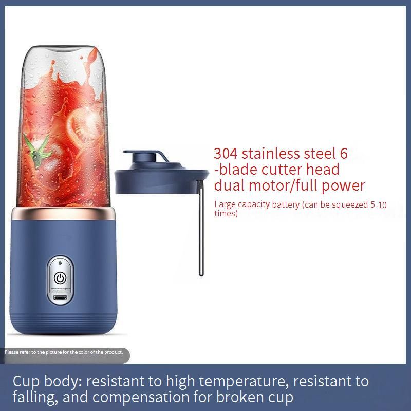 Mini liquidificador portátil recarregável, copo de suco, liquidificador de alta velocidade com 6 lâminas e 200 W, liquidificador de smoothie de viagem sem BPA de 500 ml para casa e escritório_voghion.com