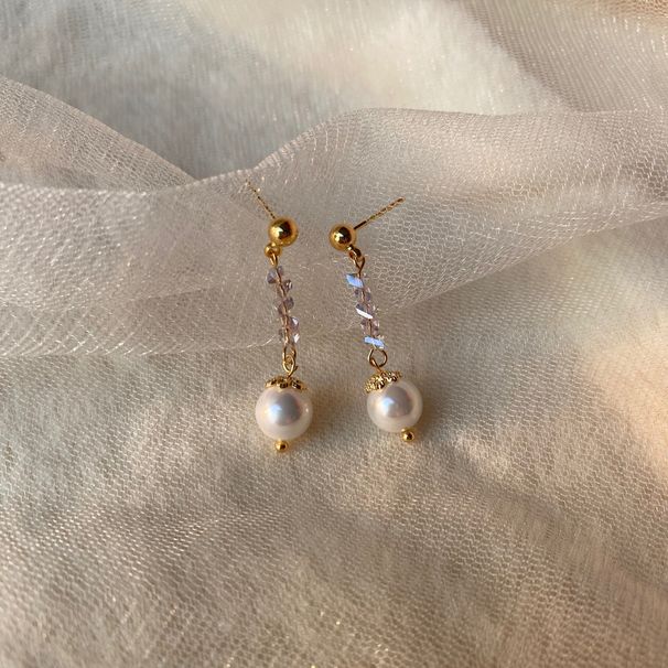 Collana irregolare di ametista grigia Bracciale di perle di conchiglia Orecchini semplificati in edizione coreana Set di gioielli in tre pezzi_voghion.com