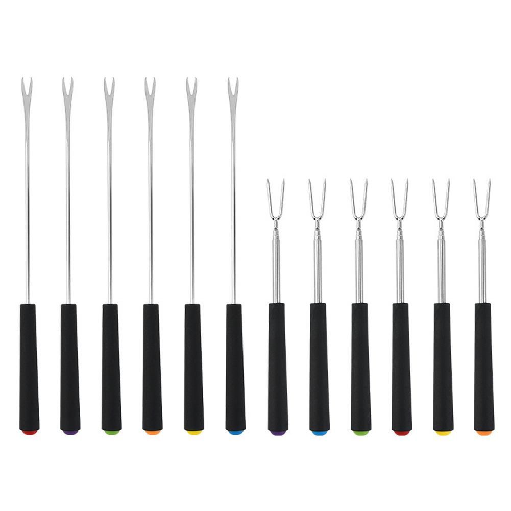 6 szt. teleskopowych widelców do grilla, szaszłyków, widelców do grilla, zestawów do gotowania mięsa, kolców do grilla, akcesoriów kuchennych Novel_voghion.com