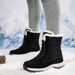 Scarpe da neve invernali da donna, foderate in pile, spesse, stile nuovo, in cotone nord-orientale, impermeabili, antiscivolo, per lo sci all'aperto, a metà polpaccio_voghion.com