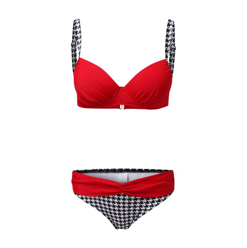Costume da bagno bikini sexy con ferretto rivestito rigido, a vita alta, stile europeo e americano, da donna, di frontiera._voghion.com