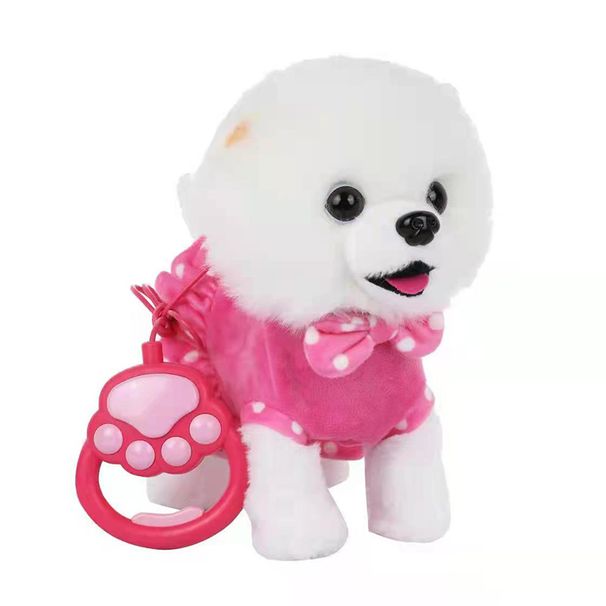 Interactive Plush Puppy Toy With Licking & Walking Function - Realistic Barking & Meowing Sound, Remote Control, LED Eyes, Leash Included_voghion.com