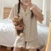 Korean Pajama For Women Summer Loungewear Sleepwear Sets Girls Sweet Plaid Lapel Pyjama Kawaii Ruffle Pijama Japanese Home Suit_voghion.com