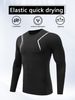 Men's Compression Long Sleeve Workout Shirt – Moisture-Wicking Polyester-Spandex Blend For Running & Gym (Black/Grey/Navy, XS-XXL EU/US Sizing)_voghion.com