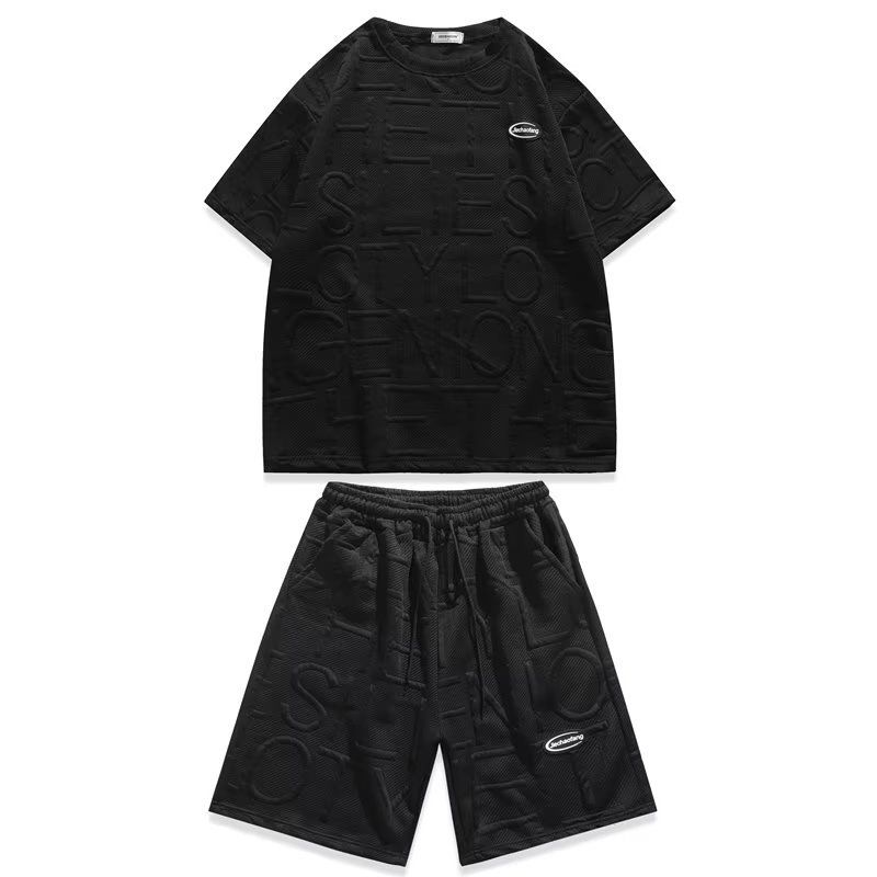 Boys Cool Handsome Dressing Summer New Trendy Sports And Casual Pi Shuai Short Sleeved Shorts Set, Men's High End Style_voghion.com