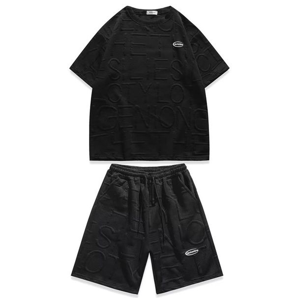 Boys Cool Handsome Dressing Summer New Trendy Sports And Casual Pi Shuai Short Sleeved Shorts Set, Men's High End Style_voghion.com