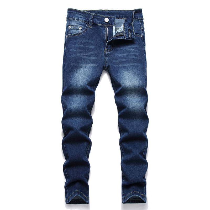 Îmbrăcăminte pentru copii Pantaloni drepți din denim albastru elastic pentru copii_voghion.com