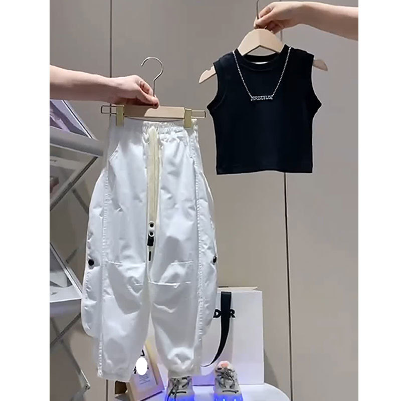 Macacão branco para meninas, verão, fino, secagem rápida, estilo americano, calças, cintura alta, jazz, dança, lazer, novo estilo 2024_voghion.com