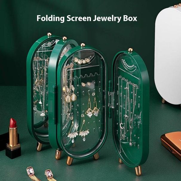 Luxury Jewelry Organizer Stand – Multi-Layer Earring & Necklace Storage Box With PP Material, Home & Travel Use (Emerald Green/White)_voghion.com