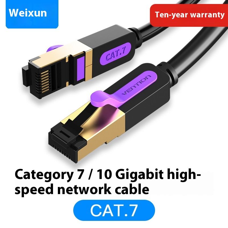 Weixun, Klasse 7 Netwerkkabel 10 Gigabit Cat7 Hoge snelheid Klasse 7 Zuiver Koper Gigabit Computer Breedband Afscherming Platte Netwerkkabel Super_voghion.com
