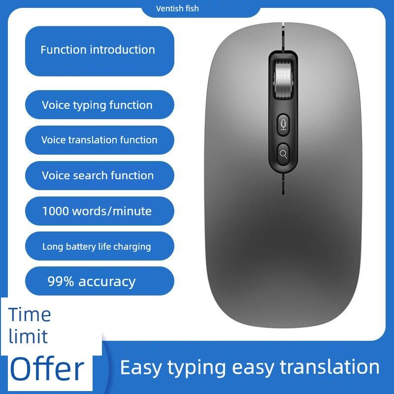 Wanyu Intelligent Mouse Typing Translation Wireless Bluetooth Rechargeable Portable Mute Voice Control Notebook Office_voghion.com