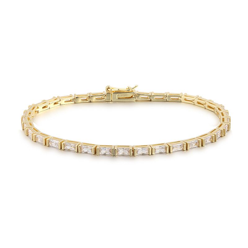 Rund krystalspænde armbånd til piger Elements Tennis Green Row Diamond Tennis Fuld diamant armbånd_voghion.com