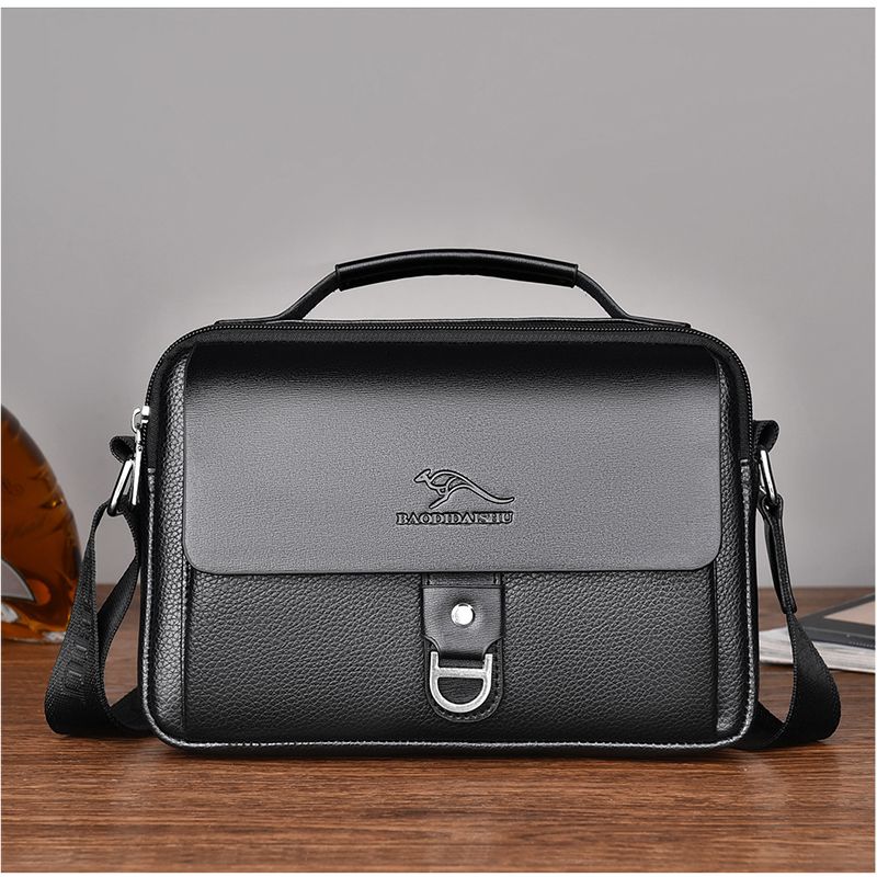 Small Male Shoulder Briefcase For Man PU Leather Tote Handbag Porter Messenger Satchels Crossbody Square Side Ipad Pouch_voghion.com