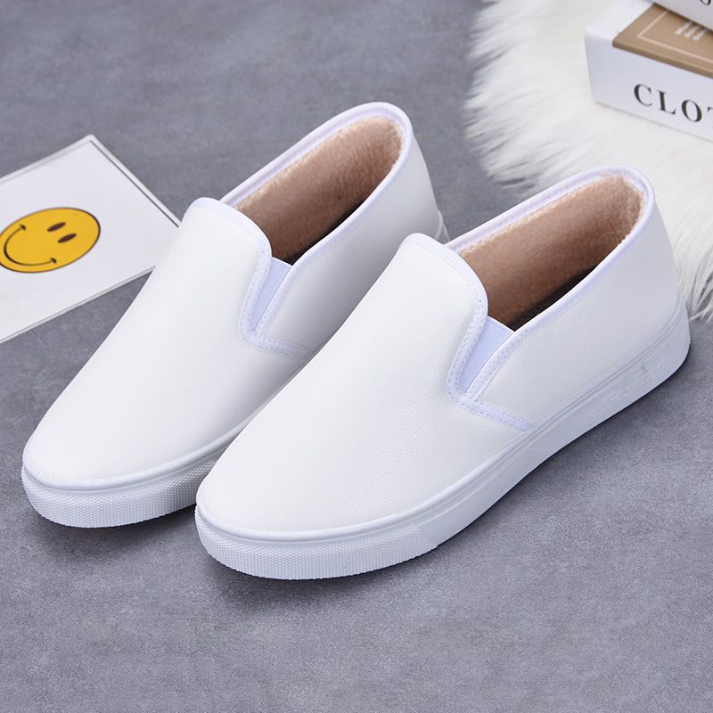 Scarpe da donna invernali in cotone slip-on in pelle con sacco a pelo, più facili da abbinare_voghion.com