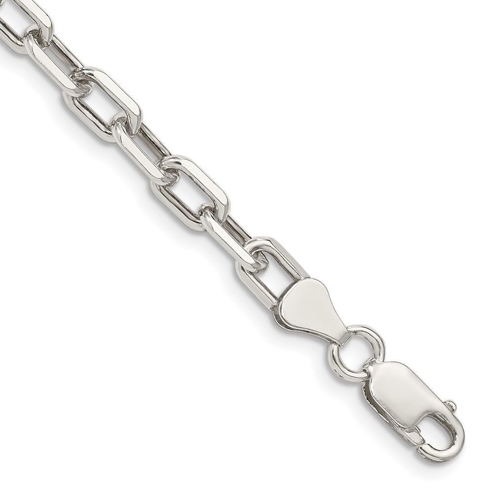 Sterling Silver 5.75mm Diamond-cut Long Link Cable Chain_voghion.com
