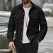 "Herren-Arbeitshemdjacke aus Cord – Polyester-Mischgewebe, lockere Passform, Knopfleiste mit Brusttaschen (Schwarz/Grau/Khaki/Oliv, S-XXXL)"_voghion.com