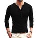 Autumn/Winter T-Shirt Long Sleeved Underlay Clothing Men's Henley Shirt_voghion.com