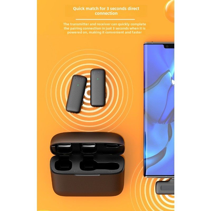 Wireless collar microphone J13 one for two with charging compartment, live broadcast radio recording noise reduction_voghion.com