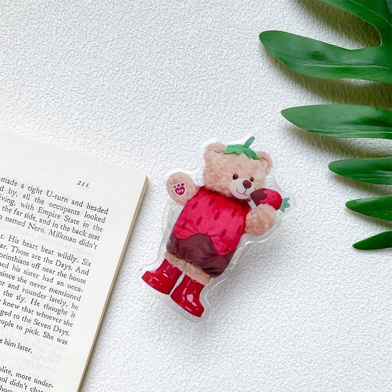 Supporto per telefono trasparente con airbag, simpatico alieno giapponese e coreano, cartone animato, colla a goccia, orsetto rosa, ragazza, Instagram T_voghion.com