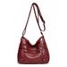 Soft leather fashionable double-layer satchel Korean version large-capacity washing leather small bag_voghion.com