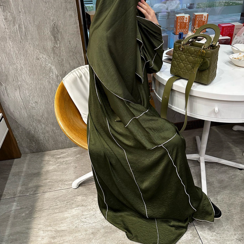 Damenbekleidung Dubai Türkei Dubai Einfarbige Strickjacke mit Haken und Innenkleid LR692_voghion.com