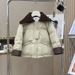 Piumino trapuntato per bambine – Elegante cappotto invernale corto con polsini a coste (età 8-14, cachi)_voghion.com