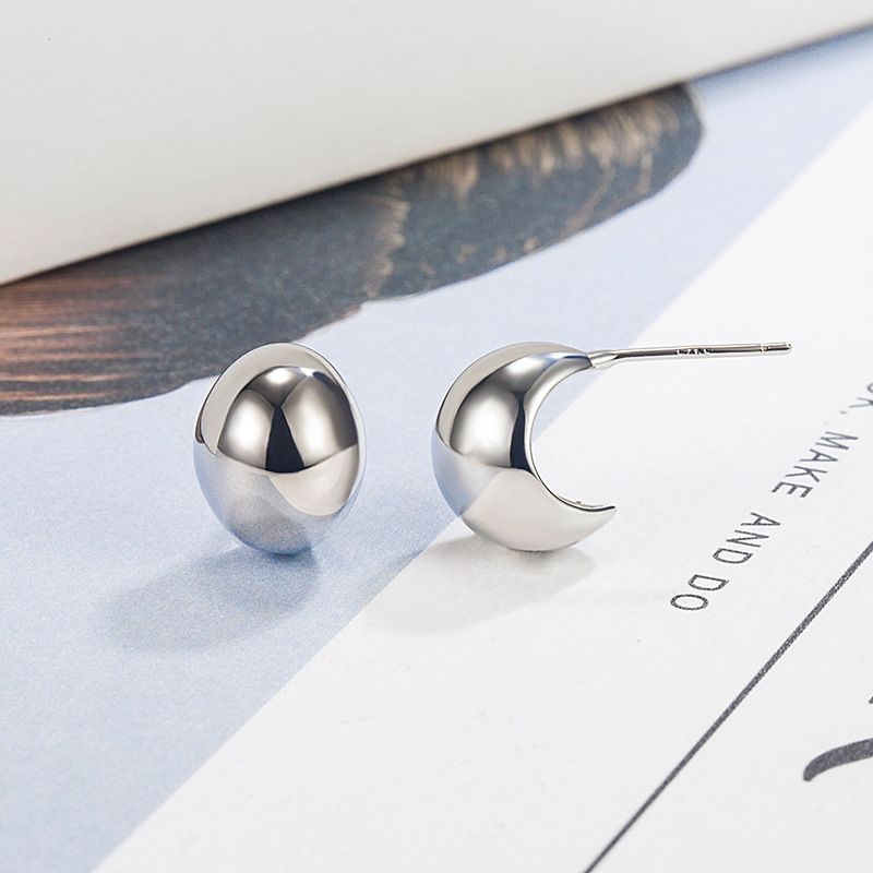 Kalten stil high-end-ohrringe geometrische wasser tropfen glänzend bohnen ohrringe silber nadel ohrringe_voghion.com