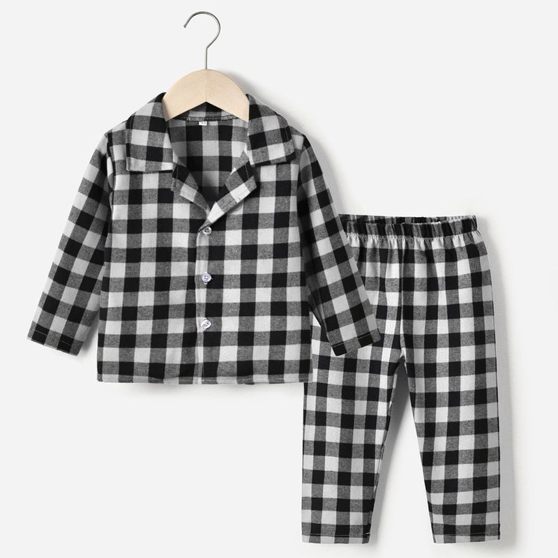Kid's Clothing Children's pajamas set for boys and girls plaid home clothes classic comfortable underwear children's clothing two piece set_voghion.com
