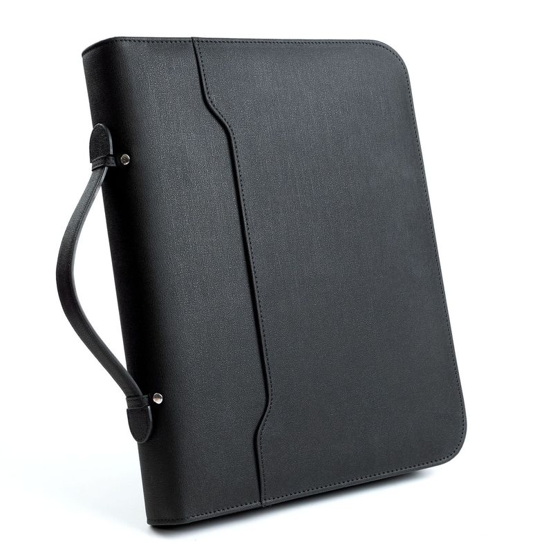 A4 leather business folder with calculator folder four hole binder multi function portable zipper manager folder_voghion.com