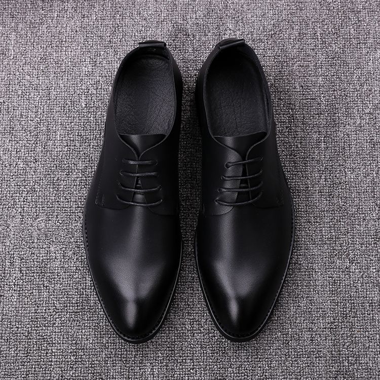 Scarpe casual in pelle con tacco nascosto per giovani, nere, tutte abbinate_voghion.com