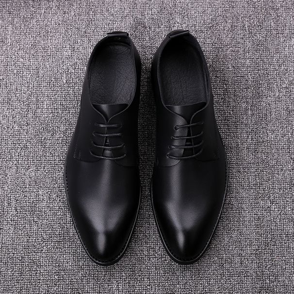 Scarpe casual in pelle con tacco nascosto per giovani, nere, tutte abbinate_voghion.com