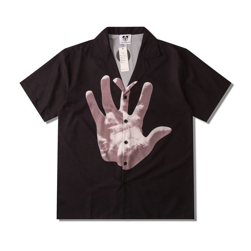 Vêtements pour hommes New High Street Chemise hawaïenne à fleurs Palm Full Print Beach Cardigan Manches courtes Hommes_voghion.com
