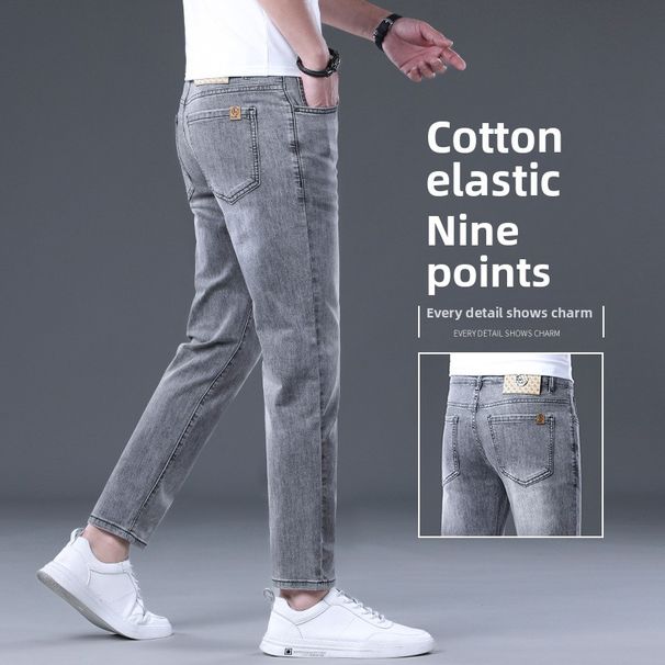2025 Negenpunts Jeans Heren Slim Fit Skinny Lente Dun High-end Trendy Merk Lange Broek_voghion.com
