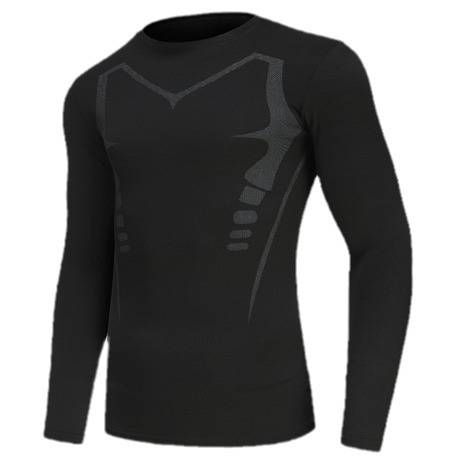 Men's Long Sleeved Sportswear Stretch Basketball Training Running Yoga Fitness Tight Long Sleeved T Shirt_voghion.com