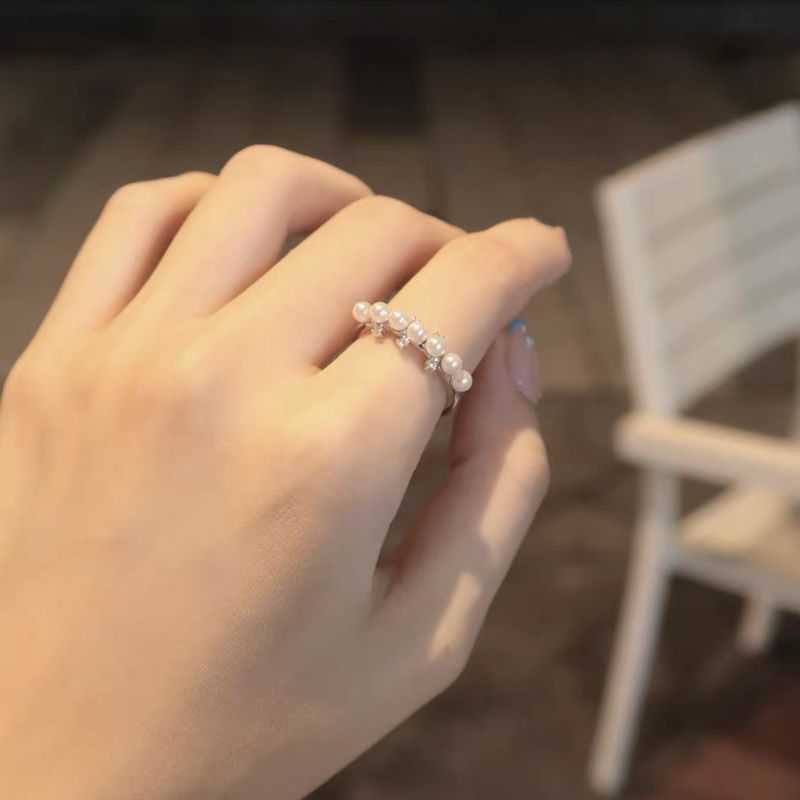 [Zhao Jinmai Same Style] HEFANG He Fang White Moonlight Light Luxury Elegant High Sense Simple Stacked Ring For Women_voghion.com