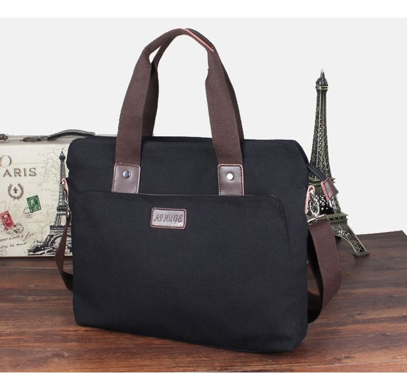 Canvas Casual Business Briefcase Horizontal Laptop Men's Single Shoulder Crossbody Bag_voghion.com