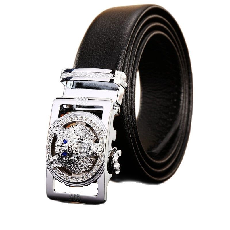 HOT nuove cinture firmate da uomo in fibra di pelle di alta qualità grandi dimensioni 140 cm 150 160 fibbia automatica lupo 170 180 plus marrone_voghion.com