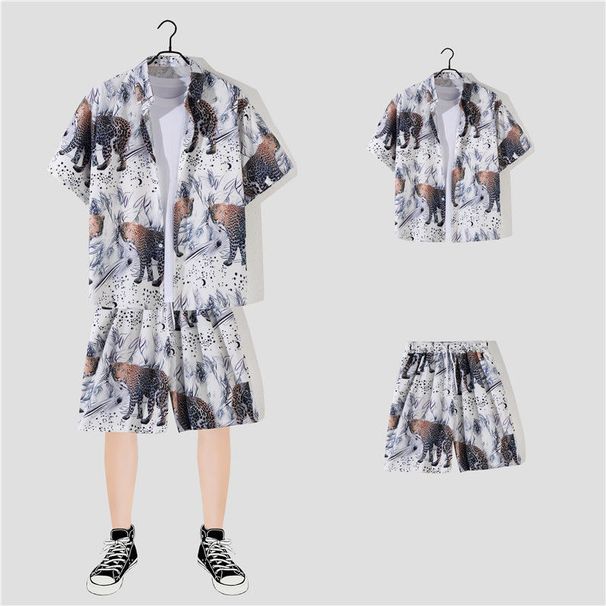 Herren-Hawaii-Strand-Urlaubsanzug für Herren, lockeres Plus-Size-Paar, trendiges, kurzärmeliges Blumenhemd, lässiges zweiteiliges Set_voghion.com