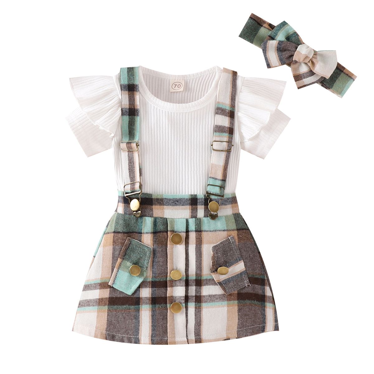 Kläder Vår/Sommar Nytt mellan- och småskola Barnärm i bomull Pit Stripe Topp Rutigt ryggband_voghion.com