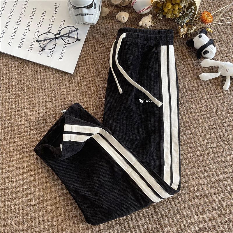 Pantaloni da jogging da uomo in maglia a nido d'ape, pantaloni casual a righe con blocchi di colore, estivi, vestibilità ampia, gamba dritta, vita elastica, comodi e traspiranti._voghion.com