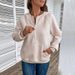 Women's Casual Zip-Up Hoodie With Textured Fabric - Comfortable Pullover For Autumn & Winter - Khaki_voghion.com