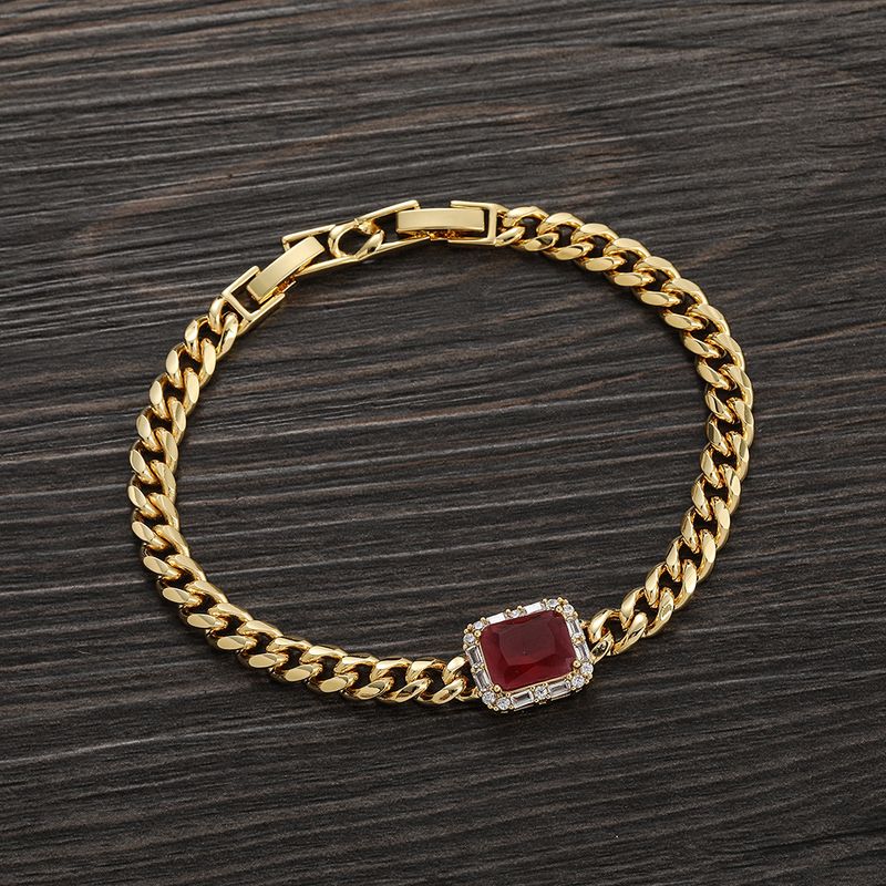 Bracciale a catena cubana Hip Hop in rame intarsiato con zirconi colorati, chiusura estensibile da 7 pollici + 1 pollice, impilabile_voghion.com
