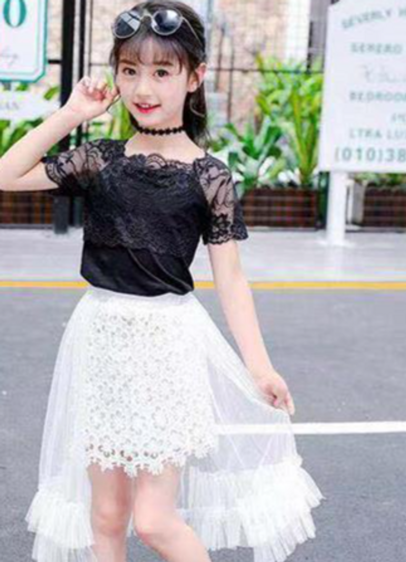 Mother & Kids Girls dress suit 2024 summer 3 new styles 5 lace 6 lace 7 skirt 8 princess skirt 9 two-piece suit 13 years old_voghion.com