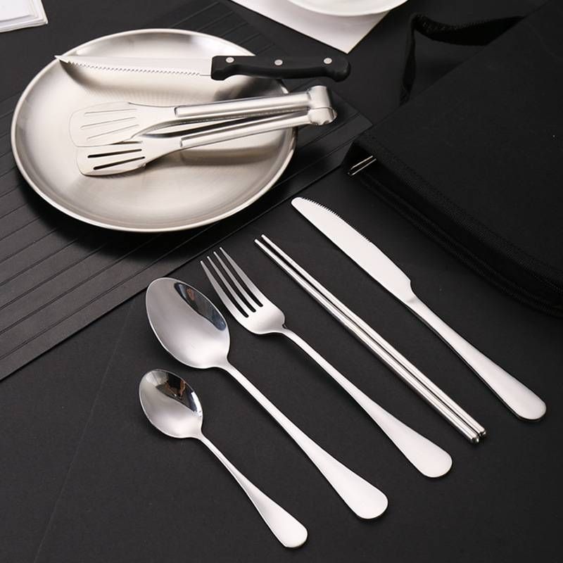Cubiertos de Pascua para exteriores, de acero inoxidable, portátiles, para viajes, camping, barbacoa, plato, pinza para comida, cuchillo, tenedor, cuchara_voghion.com