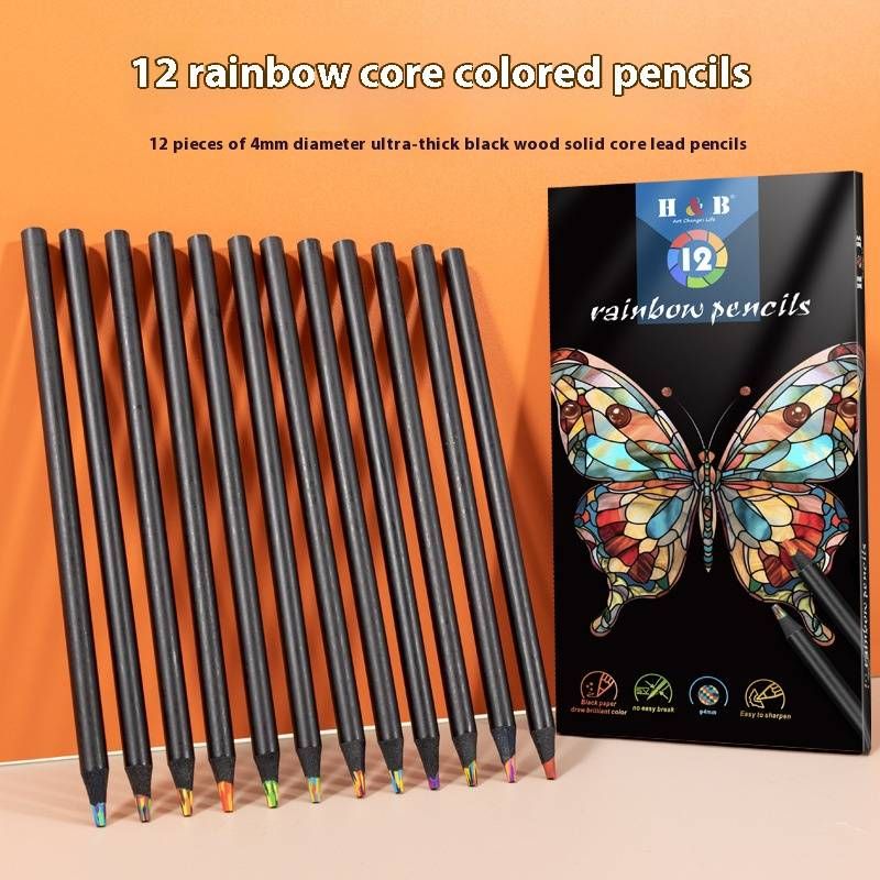 Regenbogen-Buntstifte-Set – 12 leuchtende, mehrfarbige Holzstifte für DIY-Kunst, kreatives Zeichnen und magisches Ausmalen_voghion.com