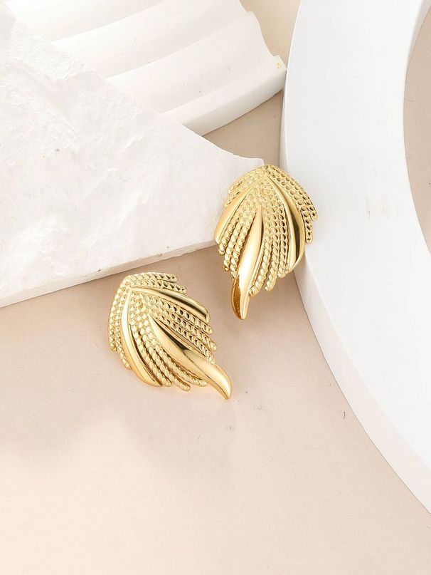 Boucles d'oreilles à feuilles rayées Design Corn Ed_voghion.com