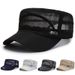 Men's Summer Hat Mesh Military Flat Top Snapback Adjustable Baseball Cap Cadet Army Man Breathable Trucker Caps_voghion.com