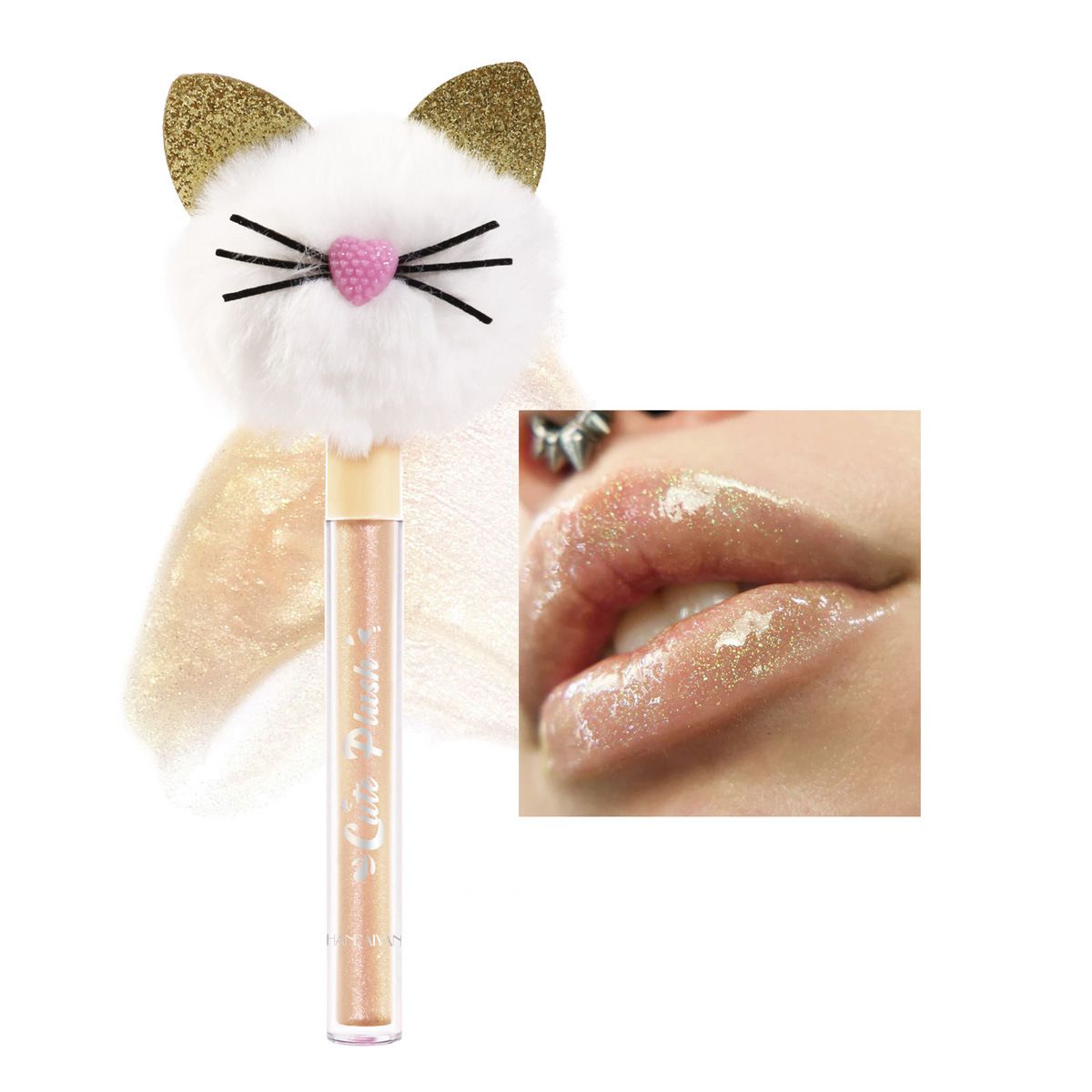 Süßer, glänzender Lipgloss mit Katzenmotiv, feuchtigkeitsspendender Lipgloss_voghion.com